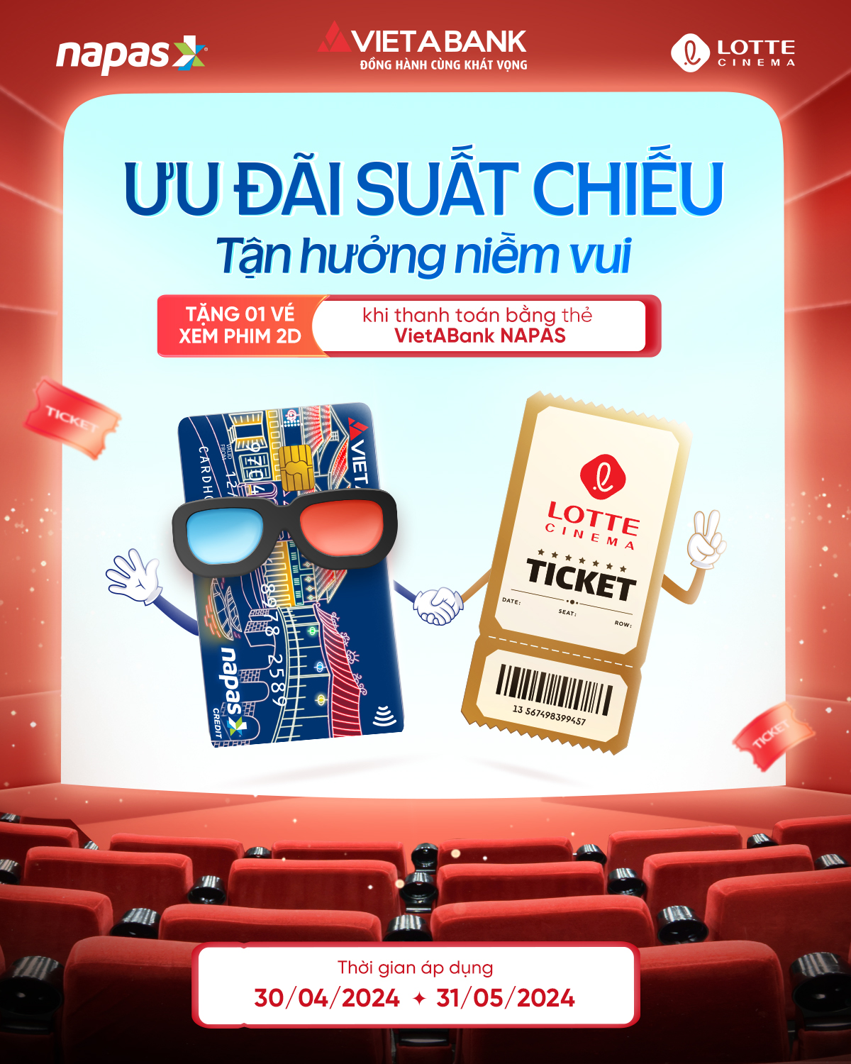 TẶNG NGAY 1 VÉ XEM PHIM 2D KHI THANH TOÁN BẰNG THẺ VAB NAPAS  TẠI LOTTE CINEMA